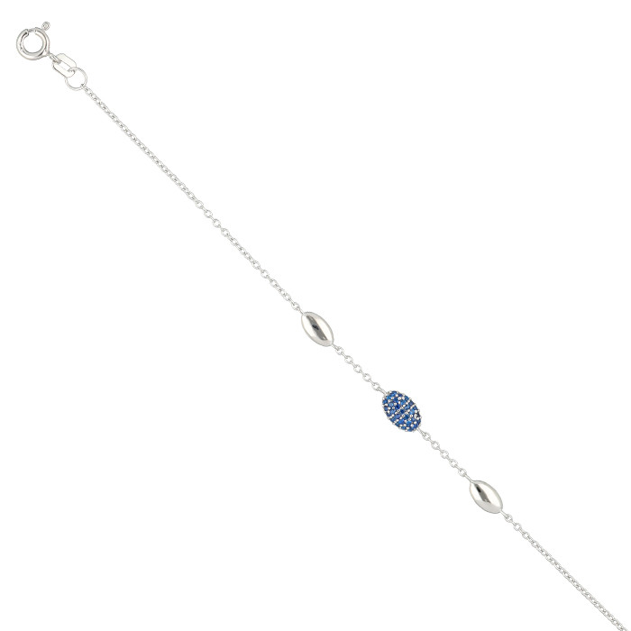 PULSERA EN PLATA CON CIRCONITAS AZULES FORMA OVAL C SUGAR